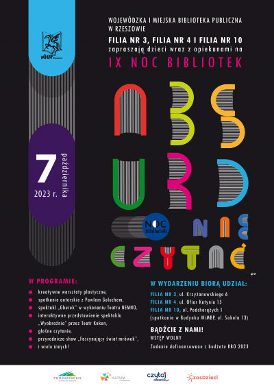 Grafika promująca  Noc Bibliotek 2023